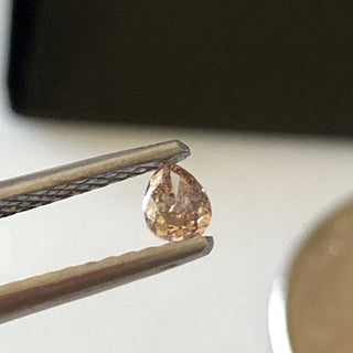 3.7mm/0.13CTW Fancy Brown Pink I3 Clarity Salt And Pepper Pear Shaped Double Cut Diamond Loose, Faceted Rose Cut Diamond For Ring, DDS704/10
