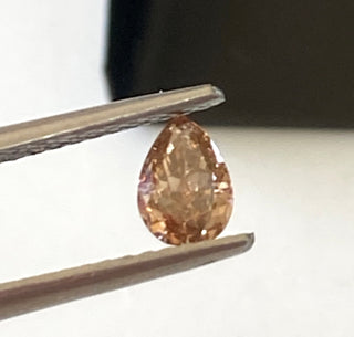 0.33CTW/5.5mm Fancy Brownish Orangy Pink I2 Clarity Pear Shaped Faceted Diamond Loose, Natural Brown Loose Diamond For Ring, DDS704/18