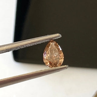 0.33CTW/5.5mm Fancy Brownish Orangy Pink I2 Clarity Pear Shaped Faceted Diamond Loose, Natural Brown Loose Diamond For Ring, DDS704/18