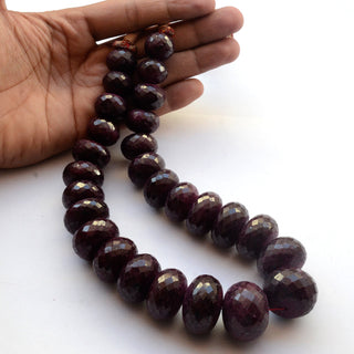 Natural Ruby Faceted Rondelle Beads, Huge 18mm to 30mm/20mm to 36mm Ruby Red Corundum Gemstone Beads, Sold As 10 Inch/20 Inch, GDS2055