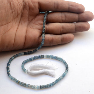 Shaded Blue 5mm Moss Aquamarine Faceted Rondelle Beads, Aquamarine Loose Gemstone Beads, Sold As 7 Inch/14 Inch Strand, GDS2061