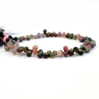 Multi Tourmaline Drop Shaped Smooth Briolette Beads, 5mm to 7mm/7mm to 9mm Green/Pink Tourmaline Beads, Sold As 10 Inch Strand, GDS2074