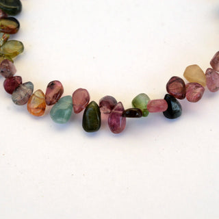 Multi Tourmaline Pear Shaped Smooth Briolette Beads, 5mm to 6mm/6mm to 7mm Green/Pink Tourmaline Beads, Sold As 9 Inch Strand, GDS2075