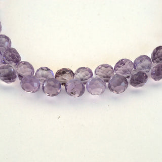 Natural Pink Amethyst Onion Shaped Faceted Briolette Beads, 6mm/7mm Loose Pink Amethyst Gemstone Beads, Sold As 8 Inch Strand, GDS2071