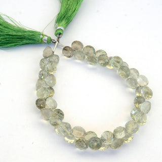 Natural Green Amethyst Onion Shaped Faceted Briolette Beads, 7mm/8mm Loose Gemstone Beads, Sold As 8 Inch Strand, GDS2070