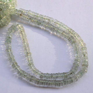 Natural Green Amethyst Faceted Tyre Rondelle Beads, 6mm Green Amethyst Loose Heishi Gemstone Beads, Sold As 8.5 Inch/17 Inch Strand, GDS2079