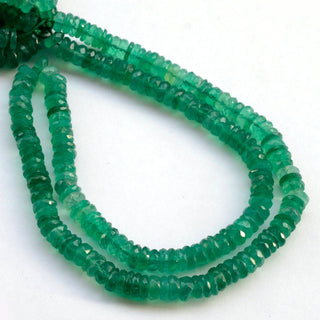 Natural Green Onyx Faceted Tyre Rondelle Beads, 6.5mm Green Onyx Loose Heishi Gemstone Beads, Sold As 16 Inch Strand, GDS2082