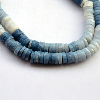 Natural Peruvian Blue Opal Shaded Faceted Tyre Rondelle Beads, 7mm Blue Opal Heishi Loose Gemstone Beads, 8 Inch/16 Inch Strand, GDS2084