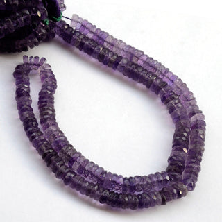 Natural Amethyst Faceted Tyre Rondelles Beads, 6mm/7mm Purple Amethyst Loose Heishi Gemstone Beads, 8 Inch/16 Inch Strand, GDS2085