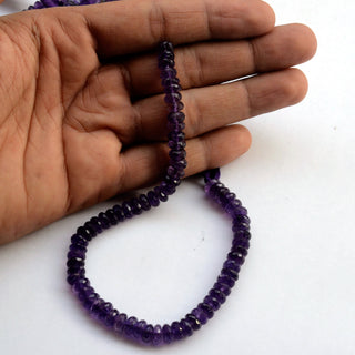 Natural Amethyst Faceted Rondelles Beads, 7.5mm Purple Amethyst Loose Gemstone Beads, Sold As 10 Inch Strand, GDS2086