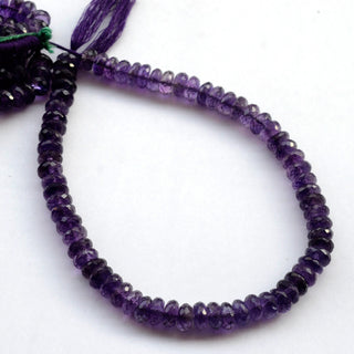 Natural Amethyst Faceted Rondelles Beads, 7.5mm Purple Amethyst Loose Gemstone Beads, Sold As 10 Inch Strand, GDS2086