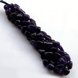 Amethyst Smooth Oval Tumble Beads, 12mm to 17mm Dark Purple Loose Gemstone Tumble Beads, Sold As 16 Inch Strand, GDS2087