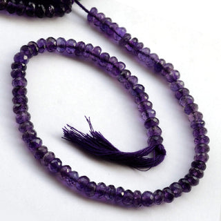 Natural Amethyst Faceted Rondelles Beads, 6.5mm Amethyst Loose Gemstone Beads, Sold As 10 Inch Strand, GDS2083