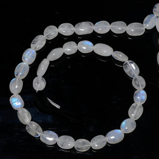 Rainbow Moonstone Smooth Oval Shaped Tumble Beads, 7mm to 9mm/8mm to 10mm Loose Gemstone Beads, Sold As 12 Inch Strand, GDS2122
