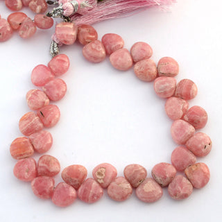 Natural Rhodochrosite Smooth Heart Briolette Beads, 8mm/9mm/10mm Pink Rhodochrosite Gemstone Beads, Sold As 8 & 4 Inch Strand, GDS2094