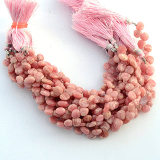 Natural Rhodochrosite Smooth Heart Shaped Briolette Beads, 7mm Pink Rhodochrosite Gemstone Beads, Sold As 8 Inch Strand, GDS2096