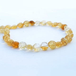 Natural Citrine Shaded Yellow Round Button Beads, 6mm/7mm/8-9mm Faceted Citrine Straight Drill Gemstone Beads, 12 Inch Strand, GDS2107