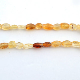 Natural Citrine Faceted Shaded Oval Tumbles Beads, 5mm to 7mm/7mm to 10mm Citrine Loose Gemstone Beads, Sold As 12 Inch Strand, GDS2112