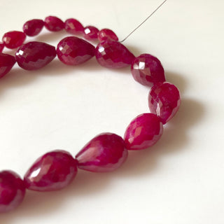 Red Corundum/Ruby Straight Drilled Teardrop Briolette Beads, Ruby Faceted Teardrop Beads, 8mm To 15mm, Ruby Beads 12", GDS1157