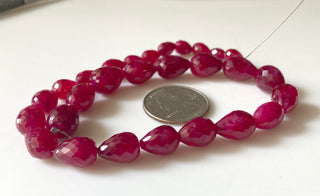 Red Corundum/Ruby Straight Drilled Teardrop Briolette Beads, Ruby Faceted Teardrop Beads, 8mm To 15mm, Ruby Beads 12", GDS1157