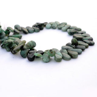 Natural Emerald Smooth Pear Shaped Briolette Beads, 10mm to 14mm Loose Gemstone Green Emerald Beads, Sold As 9 Inch Strand, GDS2116