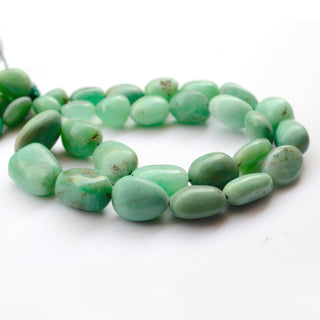 Chrysoprase Smooth Oval Shaped Tumble Briolette Beads, 11mm to 19mm Natural Chrysoprase Tumbles, Sold As 16 Inch Strand, GDS2119