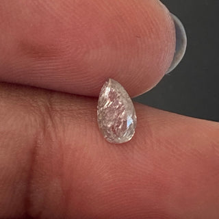 0.31CTW/6.3mm Fancy Light Pink I3 Clarity Pear Shape Faceted Diamond Loose, Natural Pink Not Enhanced Double Cut Rose Cut Diamond, DDS704/36