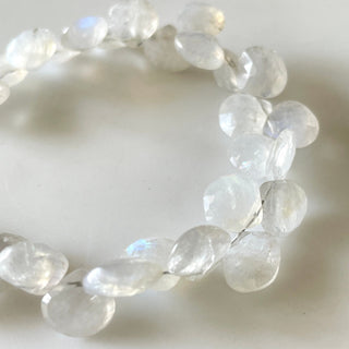 Natural White Rainbow Moonstone Heart Shaped Faceted Briolette Beads,  5mm to 5.5mm Rainbow Moonstone Beads, Sold As 10 Inch Strand, GDS2128