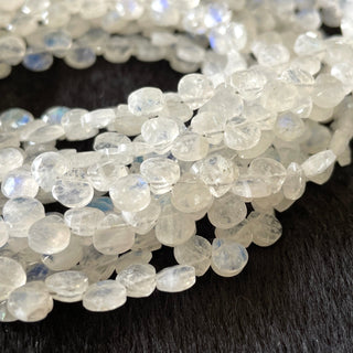 Natural White Rainbow Moonstone Heart Shaped Faceted Briolette Beads,  5mm to 5.5mm Rainbow Moonstone Beads, Sold As 10 Inch Strand, GDS2128