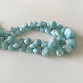 Natural Larimar Faceted Pear Shaped Briolette Beads, 8mm To 16mm/6mm to 13mm Larimar Loose Gemstone Beads, Sold As 8 Inch/4 Inch, GDS2130