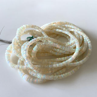 3mm To 9mm Ethiopian Welo Opal White Tyre Rondelle Beads, Natural Not Enhanced Opal Smooth Rondelles, Sold As 17 Inch Strand, GDS2133