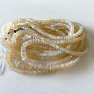 4mm To 8mm Ethiopian Welo Opal Off White Tyre Rondelle Beads, Natural Not Enhanced Opal Smooth Rondelles, Sold As 17 Inch Strand, GDS2134