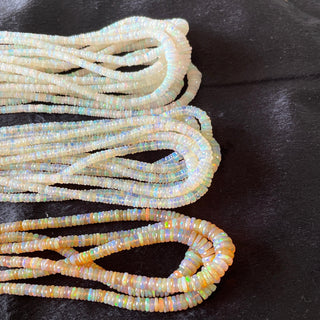 4mm To 8mm Ethiopian Welo Opal Off White Tyre Rondelle Beads, Natural Not Enhanced Opal Smooth Rondelles, Sold As 17 Inch Strand, GDS2134