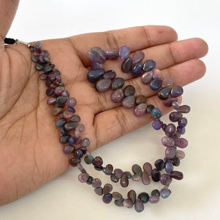 Ethiopian Opal  Purple Color Treated Smooth Pear Shaped Briolette Beads,  6mm To 10mm Welo Opal Gemstone Beads, 16 Inch Strand, GDS2136