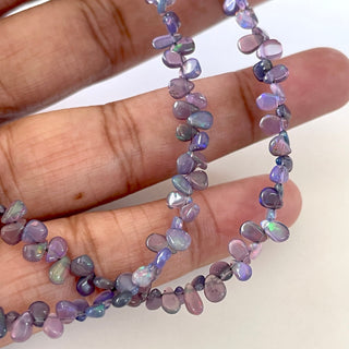 Ethiopian Opal  Purple Color Treated Smooth Pear Shaped Briolette Beads, 4mm To 5mm Welo Opal Gemstone Beads, 15 Inch Strand, GDS2137