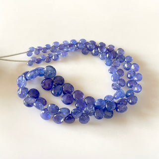 Natural Tanzanite Blue Smooth Heart Shaped Briolette Beads, 5mm To 10mm Tanzanite Gemstone Beads, Sold As 8 Inch/16 Inch Strand, GDS2142