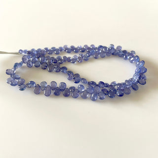 Natural Tanzanite Blue Smooth Pear Shaped Briolette Beads, 5mm To 7mm Tanzanite Gemstone Beads, Sold As 8 Inch/16 Inch Strand, GDS2143