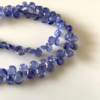 Natural Tanzanite Blue Smooth Pear Shaped Briolette Beads, 5mm To 7mm Tanzanite Gemstone Beads, Sold As 8 Inch/16 Inch Strand, GDS2143