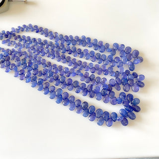 Natural Tanzanite Blue Smooth Pear Shaped Briolette Beads, 5mm To 7mm Tanzanite Gemstone Beads, Sold As 8 Inch/16 Inch Strand, GDS2143