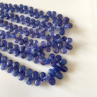 Natural Tanzanite Blue Smooth Pear Shaped Briolette Beads, 5mm To 7mm Tanzanite Gemstone Beads, Sold As 8 Inch/16 Inch Strand, GDS2143