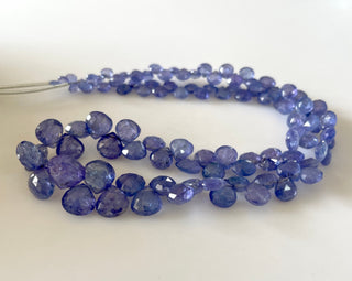 Natural Tanzanite Blue Faceted Heart Shaped Briolette Beads, 4mm To 9mm Tanzanite Gemstone Beads, Sold As 8 Inch/16 Inch Strand, GDS2145