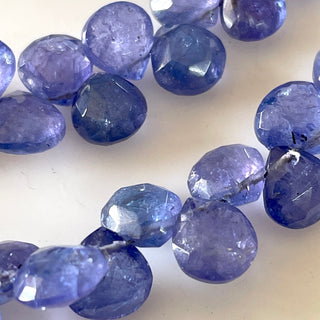 Natural Tanzanite Blue Faceted Heart Shaped Briolette Beads, 4mm To 9mm Tanzanite Gemstone Beads, Sold As 8 Inch/16 Inch Strand, GDS2145