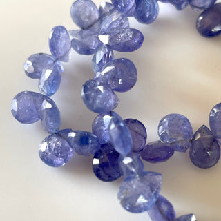 Natural Tanzanite Blue Faceted Pear Shaped Briolette Beads, 5mm To 7mm Tanzanite Gemstone Beads, Sold As 8 Inch/16 Inch Strand, GDS2146
