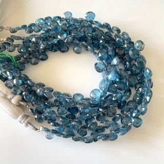 Natural Blue Moss Kyanite Heart Shaped Faceted Briolette Beads, 5mm To 8mm Kyanite Gemstone Beads, Sold As 4 Inch/8 Inch Strand, GDS2149