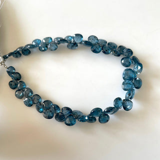 Natural Blue Moss Kyanite Heart Shaped Faceted Briolette Beads, 5mm To 8mm Kyanite Gemstone Beads, Sold As 4 Inch/8 Inch Strand, GDS2149