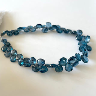 Natural Blue Moss Kyanite Heart Shaped Faceted Briolette Beads, 5mm To 8mm Kyanite Gemstone Beads, Sold As 4 Inch/8 Inch Strand, GDS2149