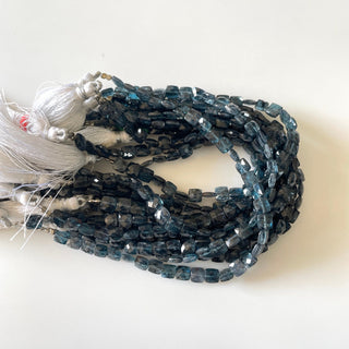 Natural Blue Moss Kyanite Square Shaped Faceted Briolette Beads, 6mm Moss Kyanite Gemstone Beads, Sold As 8 Inch Strand, GDS2150