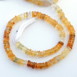 Natural Citrine Shaded Yellow Tyre Rondelle Beads, 6mm/7mm Smooth Citrine Loose Gemstone Beads, Sold As 12 Inch Strand, GDS2108