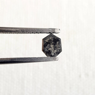 0.49CTW/5.6mm Natural Black Fancy Hexagon Shield Shape Salt And Pepper Rose Cut Diamond Loose, Faceted Rose Cut Loose Diamond, DDS711/26