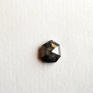 0.49CTW/5.6mm Natural Black Fancy Hexagon Shield Shape Salt And Pepper Rose Cut Diamond Loose, Faceted Rose Cut Loose Diamond, DDS711/26